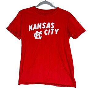 Kansas City Shirt Boys Small Red KC Logo Graphic Baseball T-Shirt Tee Cherry